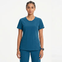 Women's Split Neck Wrinkle Resistant Scrub Set - Premium Micro Fibre Stretch