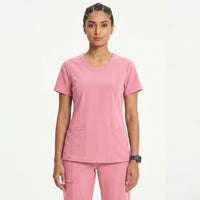 Women's Split Neck Wrinkle Resistant Scrub Set - Premium Micro Fibre Stretch