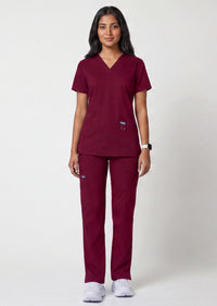 Women's V-Neck 3-Pocket Stretch Scrub Set