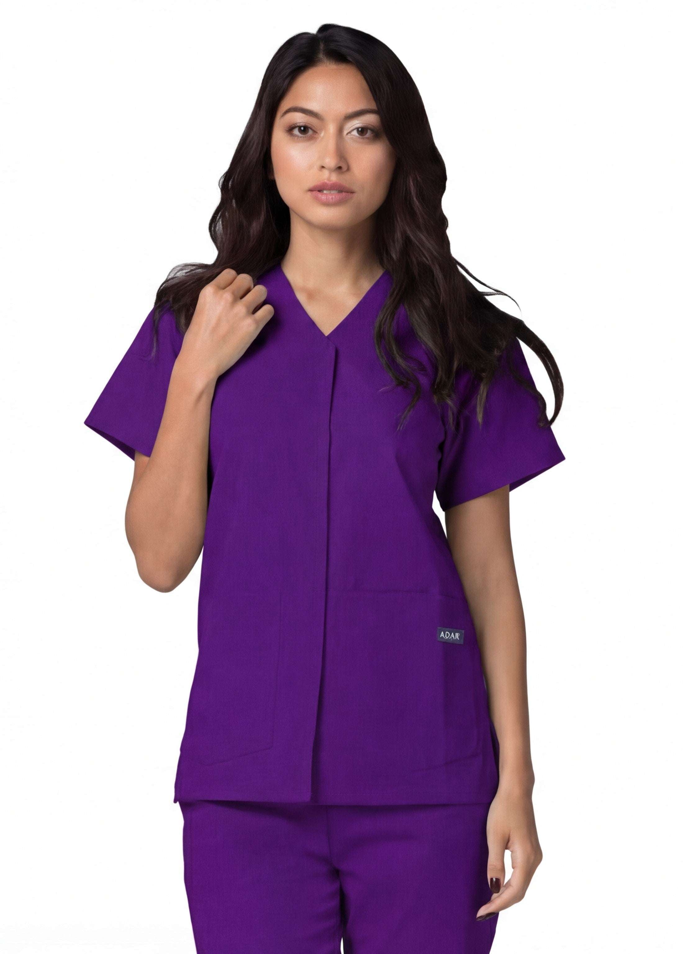 dark-lilac-scrub-tops-with-pockets-uk
