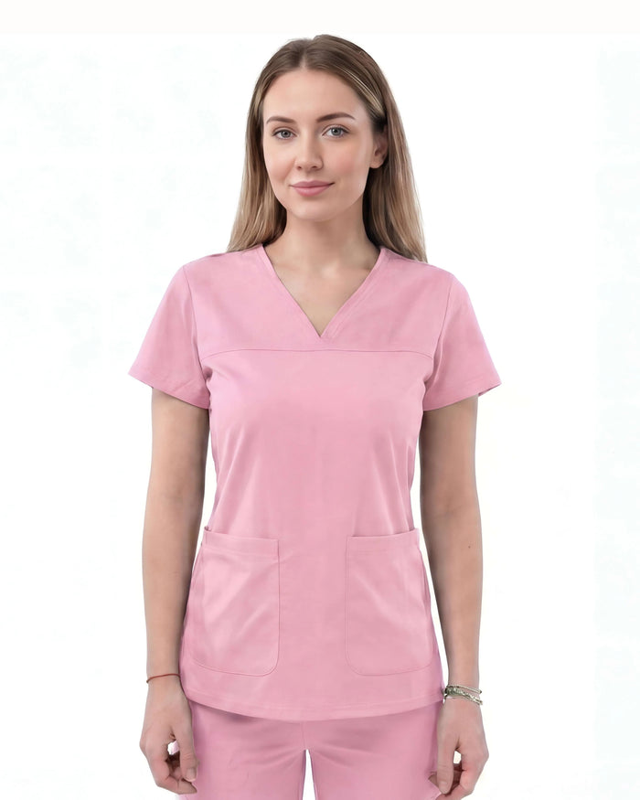 Women’s Sweetheart Wrinkle Resistant V-Neck Scrub Set - Premium Micro Stretch