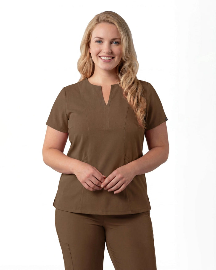 Women’s Notched wrinkle Resistant V-Neck Scrub Set - Premium Micro Stretch Fabric - Breathable