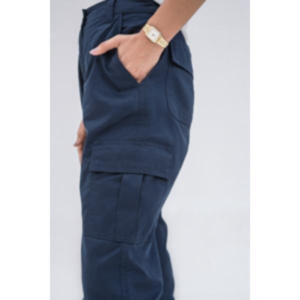 WOMEN'S WORKWEAR CARGO TROUSER (BLUE & WHITE T-SHIRT)