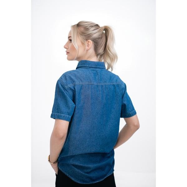 WOMEN'S DENIM HALF SLEEVE SHIRT