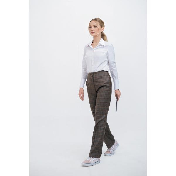 WOMEN'S FORMAL DRESS BROWN CHECK PANT