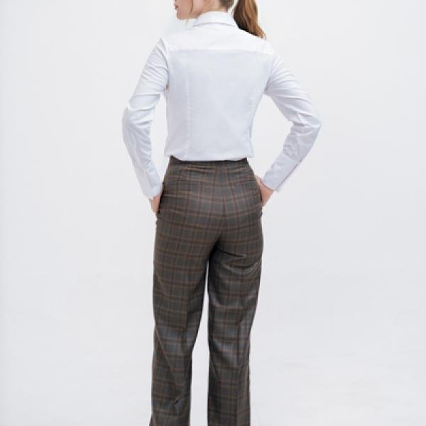 WOMEN'S FORMAL DRESS BROWN CHECK PANT